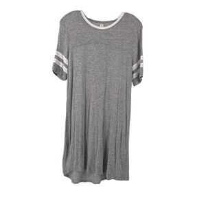 Altard State Dress Stretch Jersey Knit Gray Short Sleeve Varsity Stripe Size S